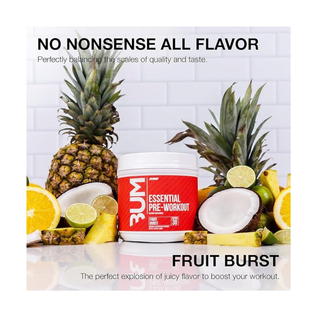 RAW BUM ESSENTIAL PRE WORKOUT 408GM FRUIT BURST