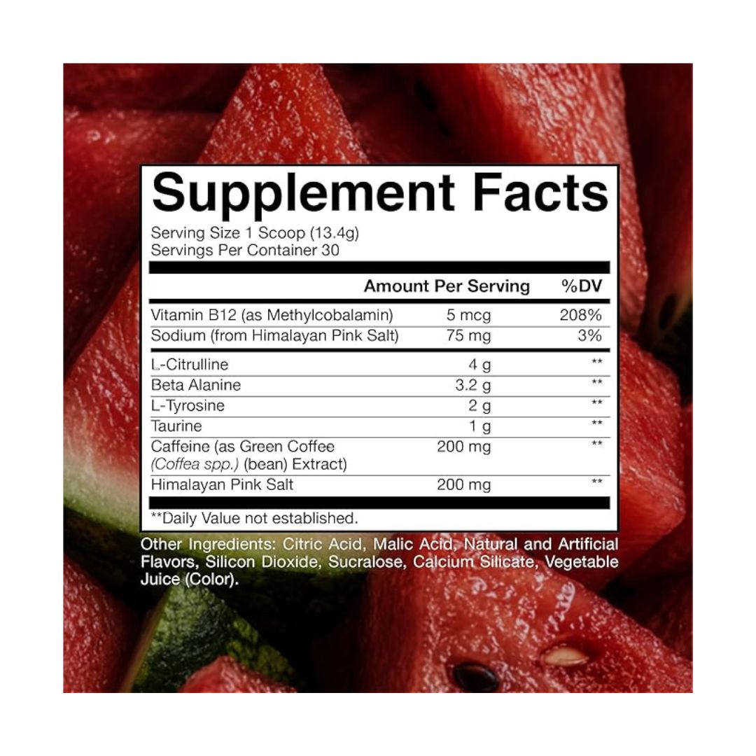 RAW BUM ESSENTIAL PRE WORK OUT WATER MELON 405GM