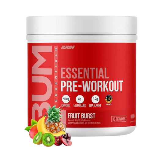 RAW BUM ESSENTIAL PRE WORKOUT 408GM FRUIT BURST