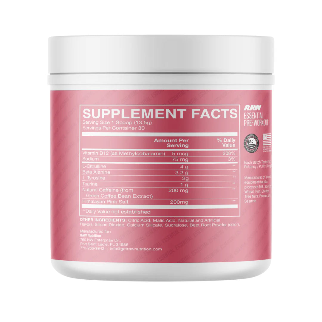RAW BUM ESSENTIAL PRE WORK OUT WATER MELON 405GM