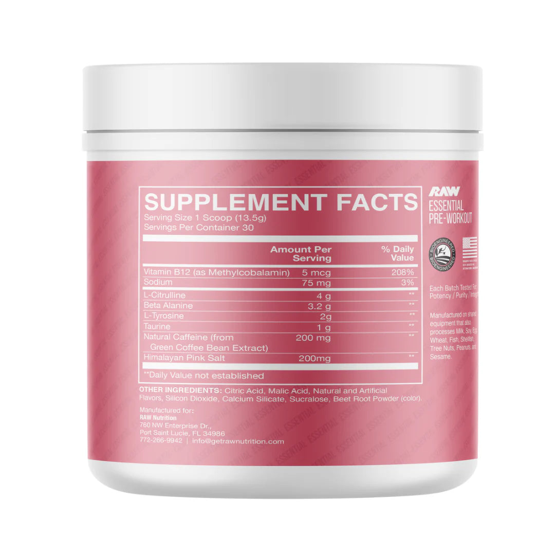 RAW BUM ESSENTIAL PRE WORK OUT WATER MELON 405GM