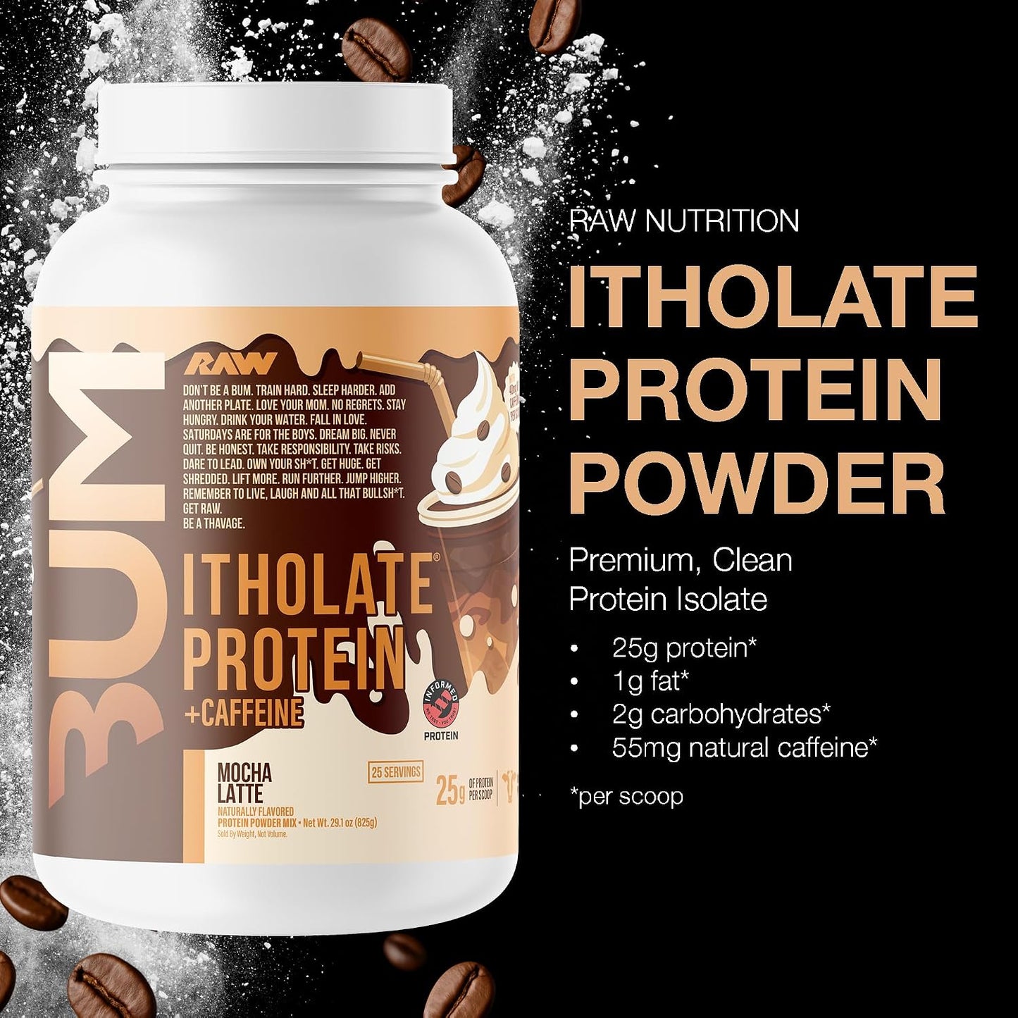 RAW CBUM ITHOLATE PROTEIN MOCHA LATTE 25 SERVINGS