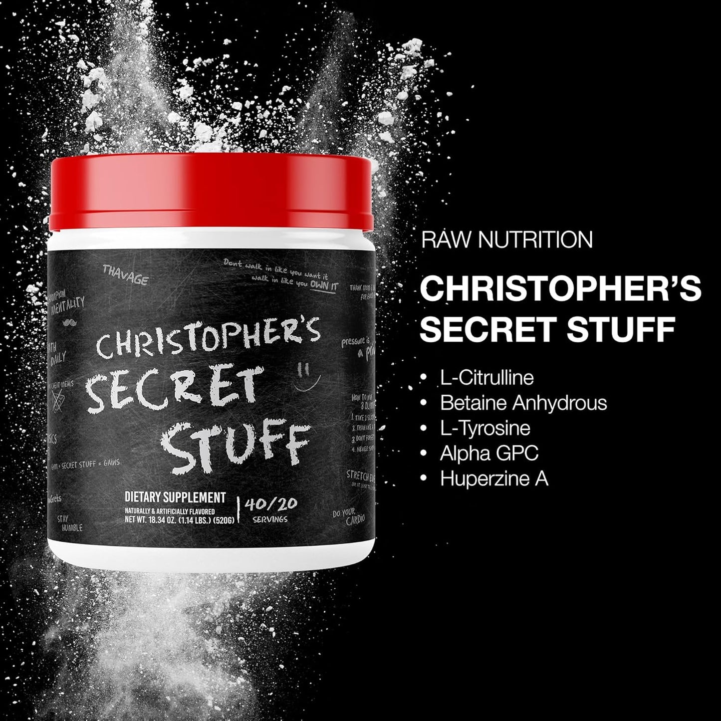 RAW BUM THUPER THAVAGE PRE WORKOUT CHRIS SECRET STUFF 516GM