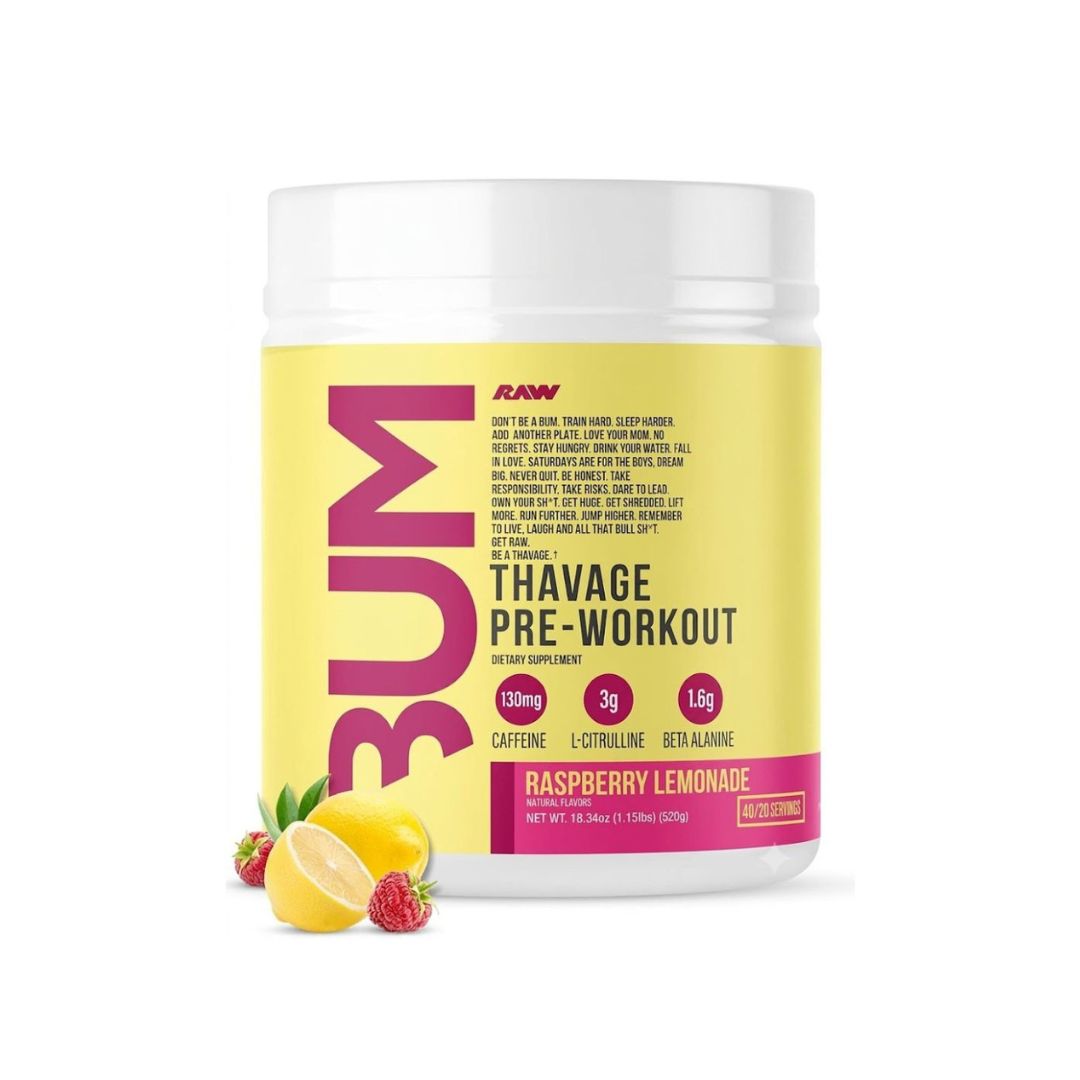 RAW X CBUM THAVAGE PRE-WORKOUT RASPBERRY LEMONADE 520GM