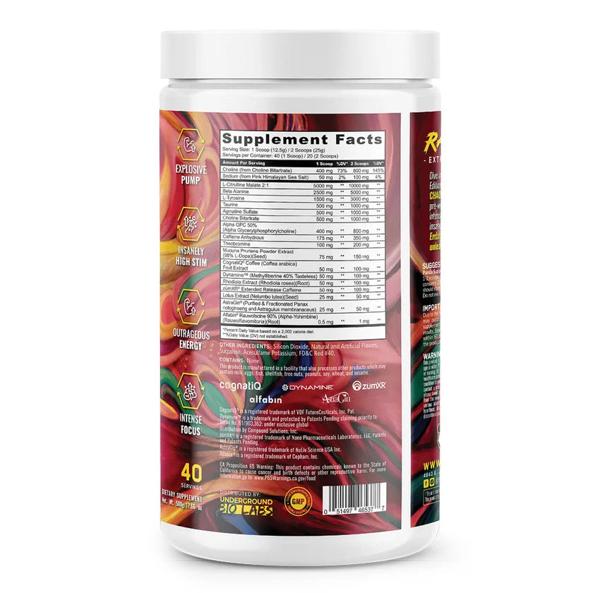 PANDA SUPPLEMENTS RAMPAGE EXTREME PREWORKOUT 25SERV CHAOS SM SHERBET