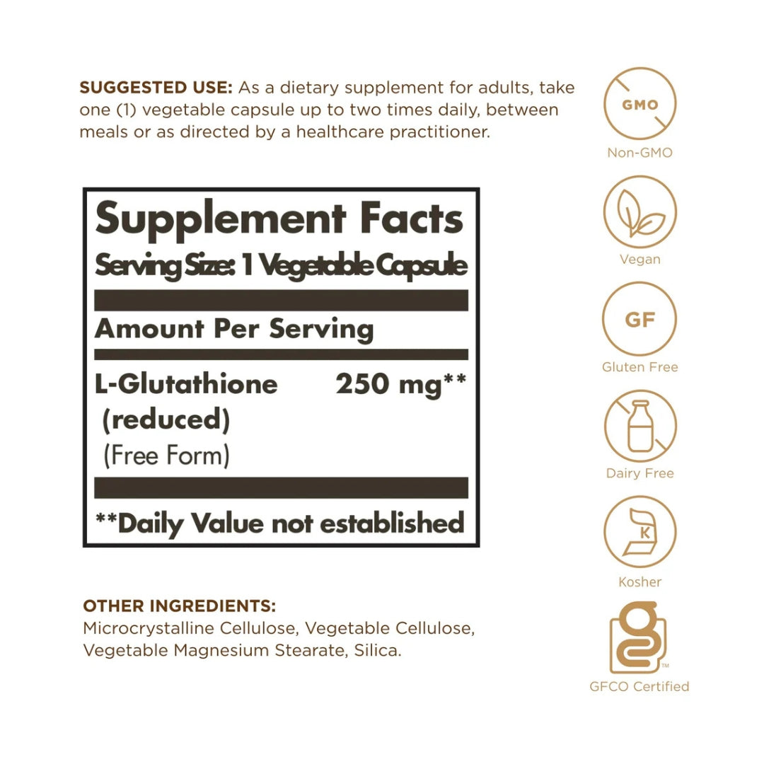 SOLGAR L GLUTATHIONE 250MG 60 Veg Capsules