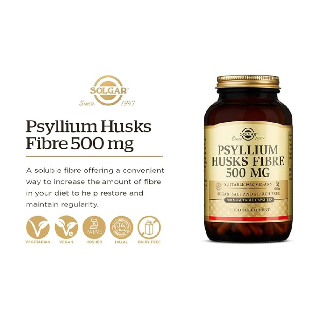 SOLGAR PSYLLIUM HUSKS FIBER 500MG-200 CAPS