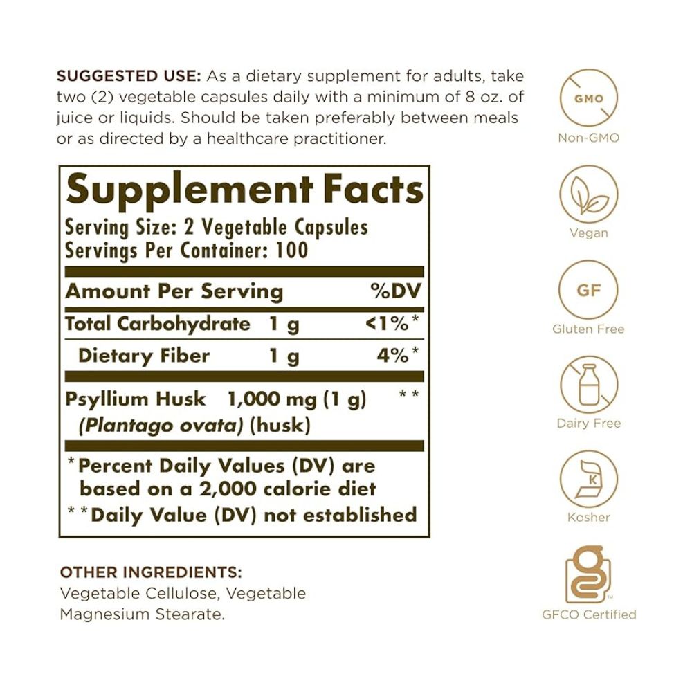 Solgar Phyllium Husk Fiber 500 MG - 200 Caps