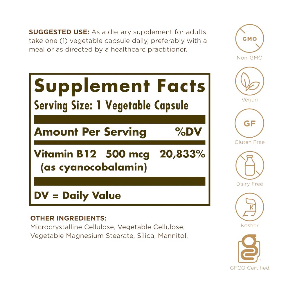 Solgar Vitamin B12 100 MCG - 100 Tablets