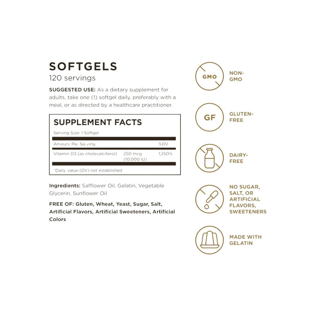 Solgar Vitamin D3 (10,000 IU) 120 Softgels