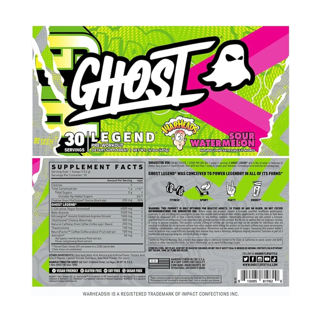 GHOST LEGEND PRE WORKOUT- SOUR WATERMELON-25SER