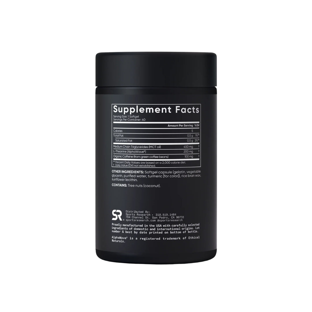 SPORTS RESEARCH L-THEANINE CAFFEINE - 60 SOFTGELS