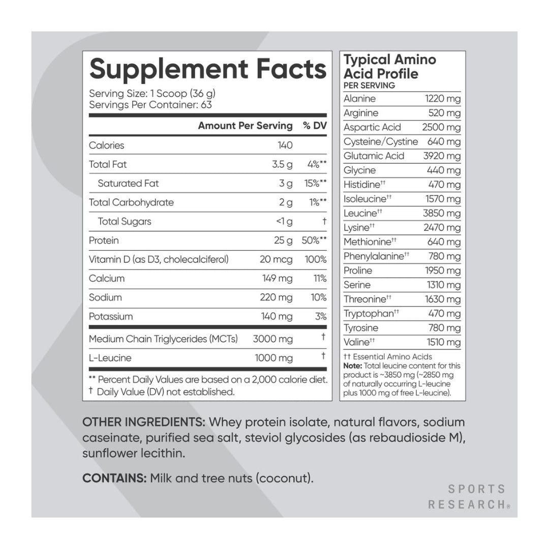 SPORTS RESEARCH WHEY PROTEIN ISOLATE - CREAMY VANILLA - 5LB