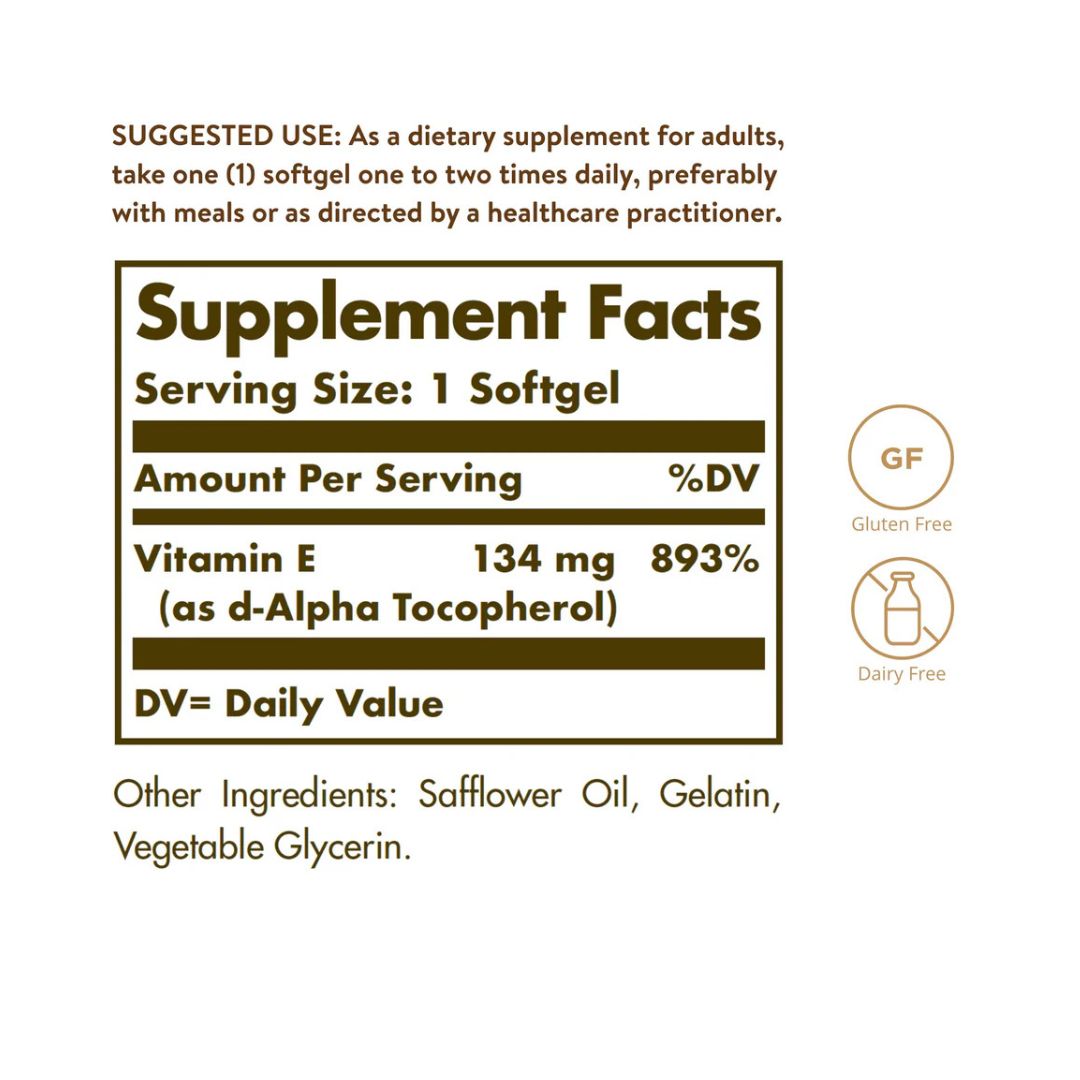 Solgar Vitamin E 200 IU - 100 Softgels