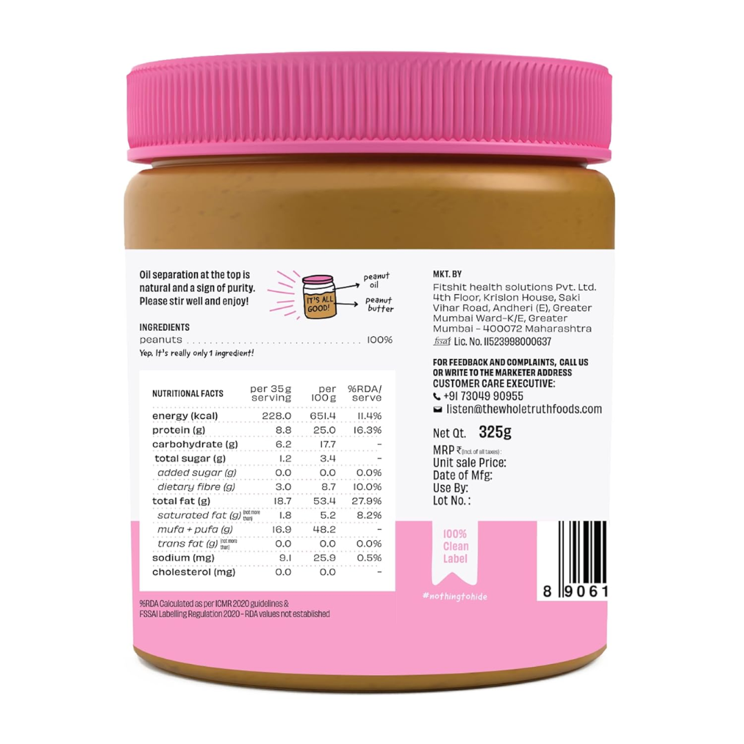 THE WT Peanut Butter Crunchy Unsweet 325g