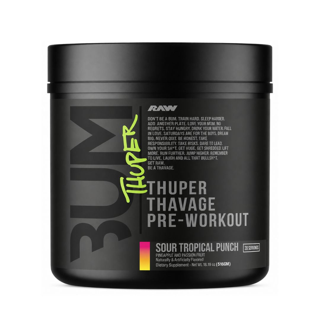 RAW BUM THUPER THAVAGE PRE WORKOUT SOUR TROPICAL PUNCH 516GM