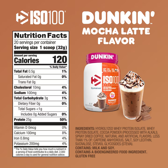 Dymatize ISO 100 | Dunkin Mocha Latte | 660g | Protein Nation