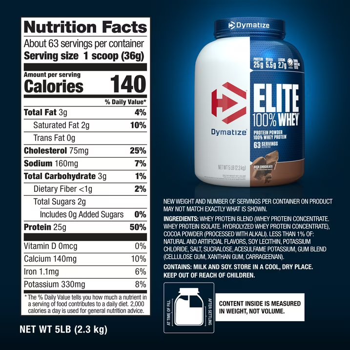 Dymatize | Elite Whey Protein | Rich Chocolate | 5 LB