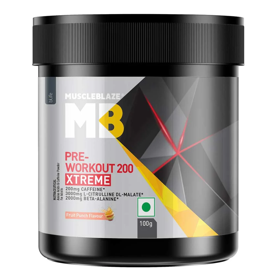 MUSCLEBLAZE PRE-WORKOUT 200 XTREME-100GM-FRUIT PUNCH