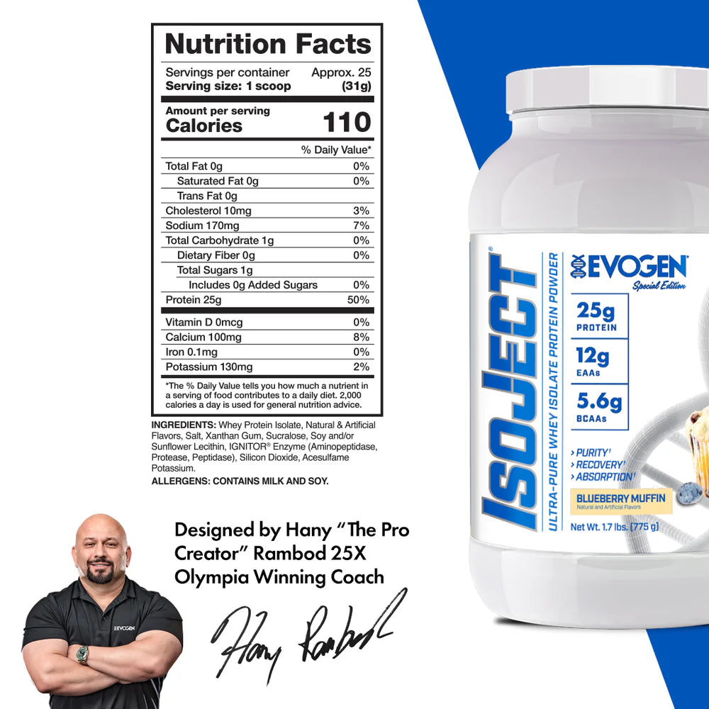 Evogen Nutrition Isoject, Blueberry Muffin | 2 lb | Protein Nation