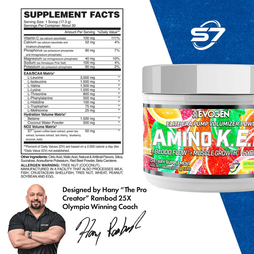 Evogen Nutrition Amino K.E.M. Citrus Candy | 30 Servings | Protein Nation
