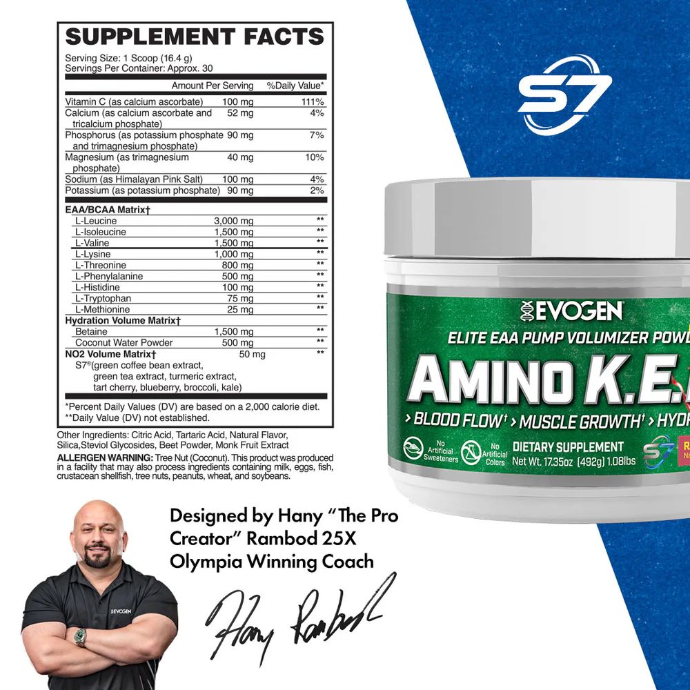 Evogen Amino K.E.M Natural Raspberry Lemonade | 30 Servings | Protein Nation