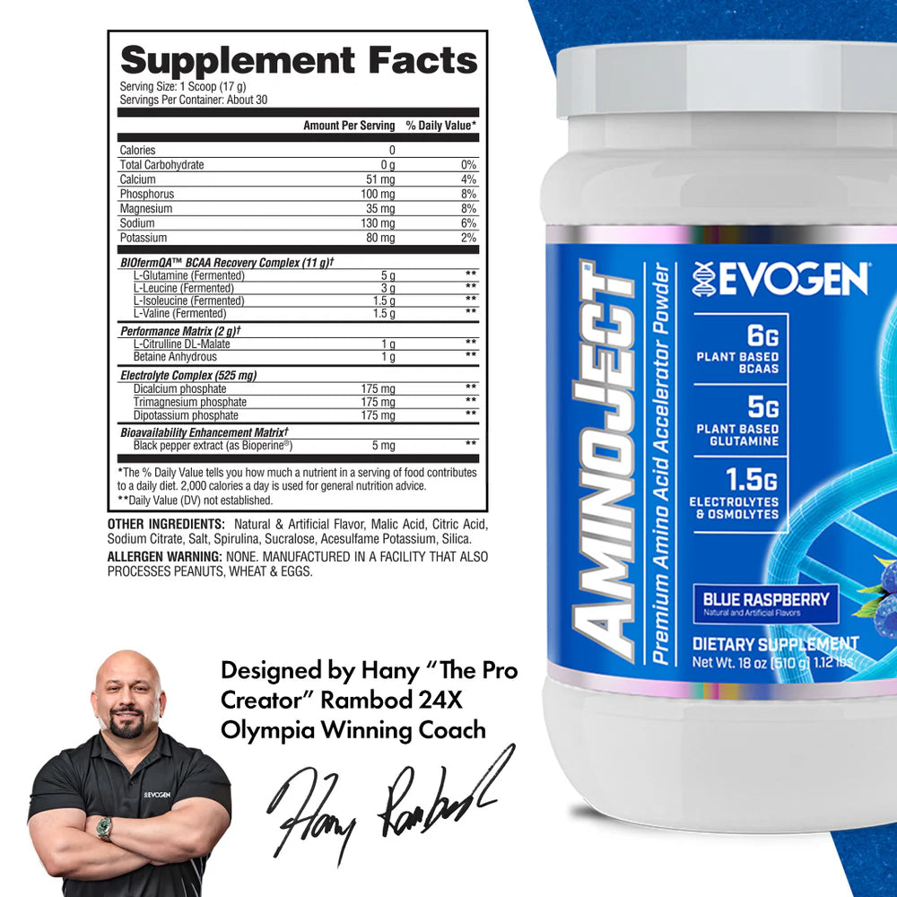 Evogen Nutrition AminoJect BCAA Blue Raspberry | 30 Servings