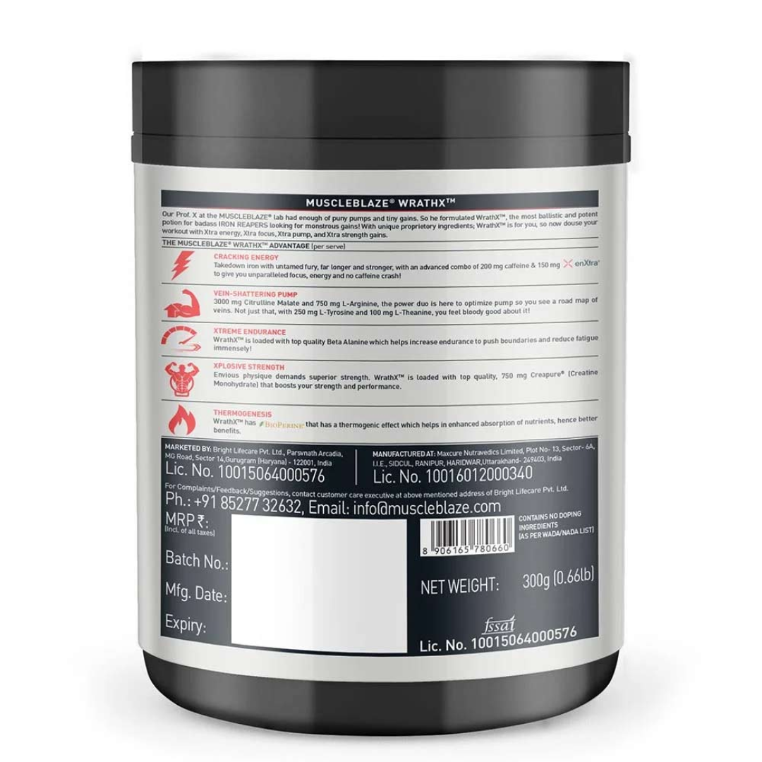 MuscleBlaze Pre Workout WrathX 300gm-Voodoo Black